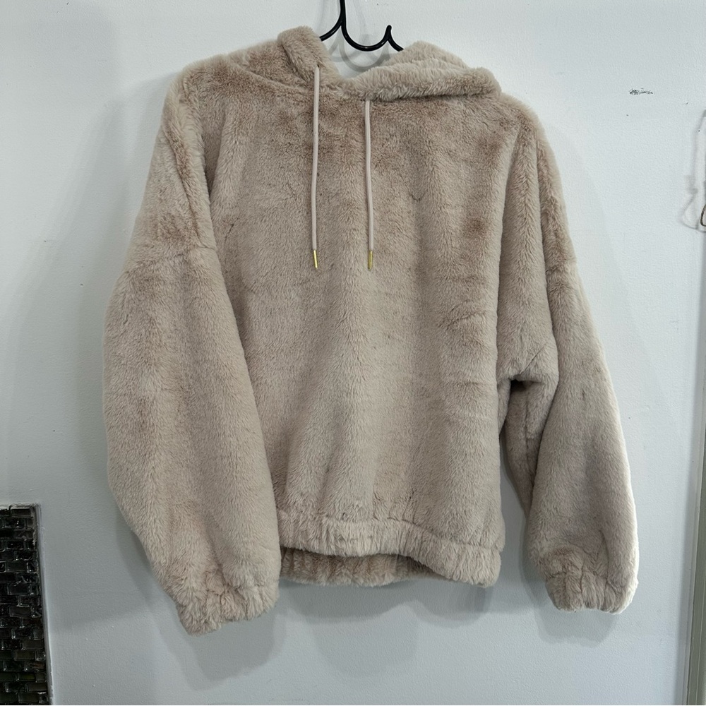Cozy Tan Faux Fur Express Hoodie- NWT